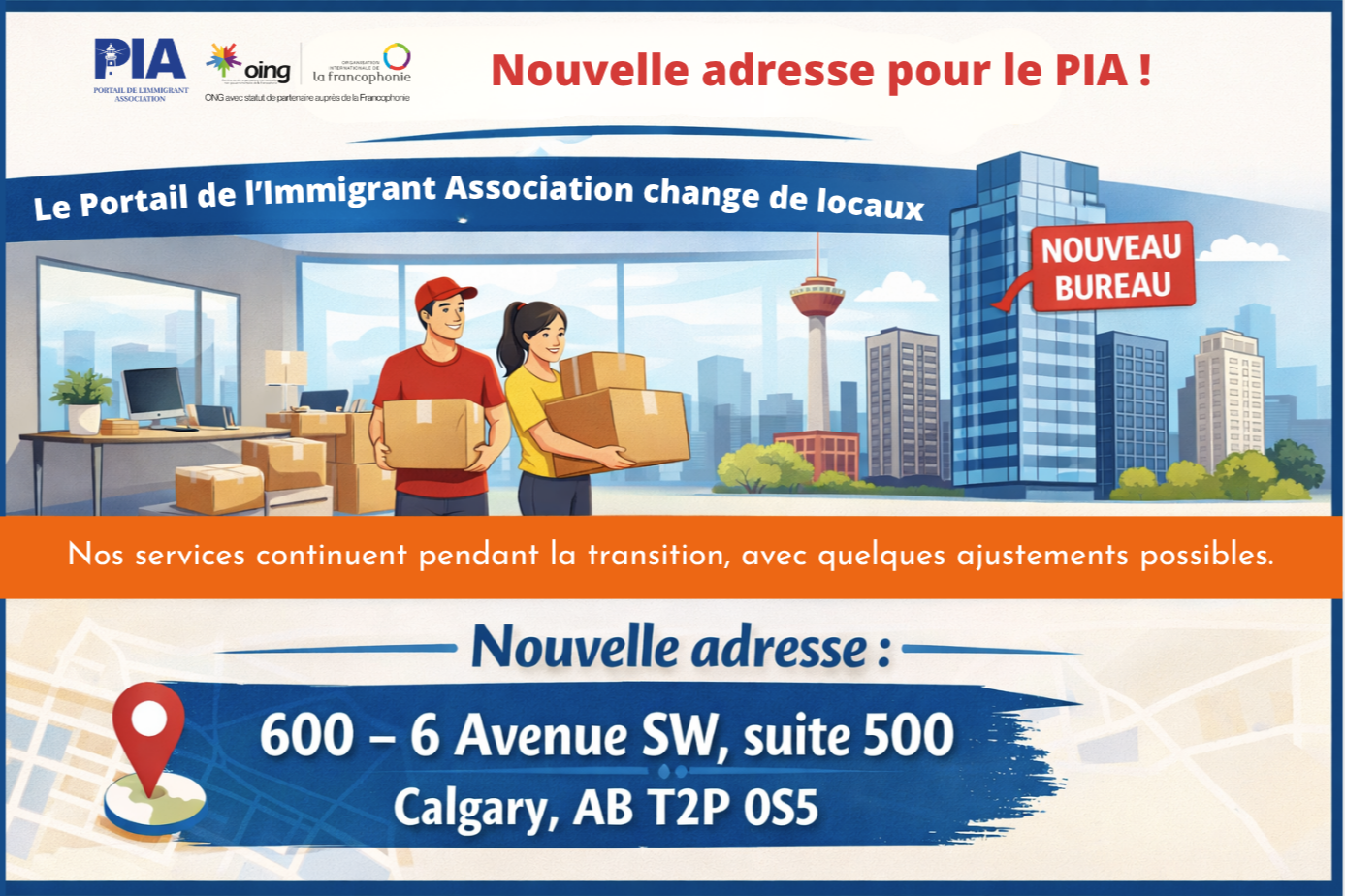 Le Portail de l’Immigrant Association (PIA) déménage !